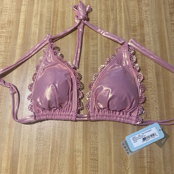 LULI FAMA Noches De Sevilla  Triangle Bikini Top Rose Champagne NWT D Cup - Picture 2 of 6
